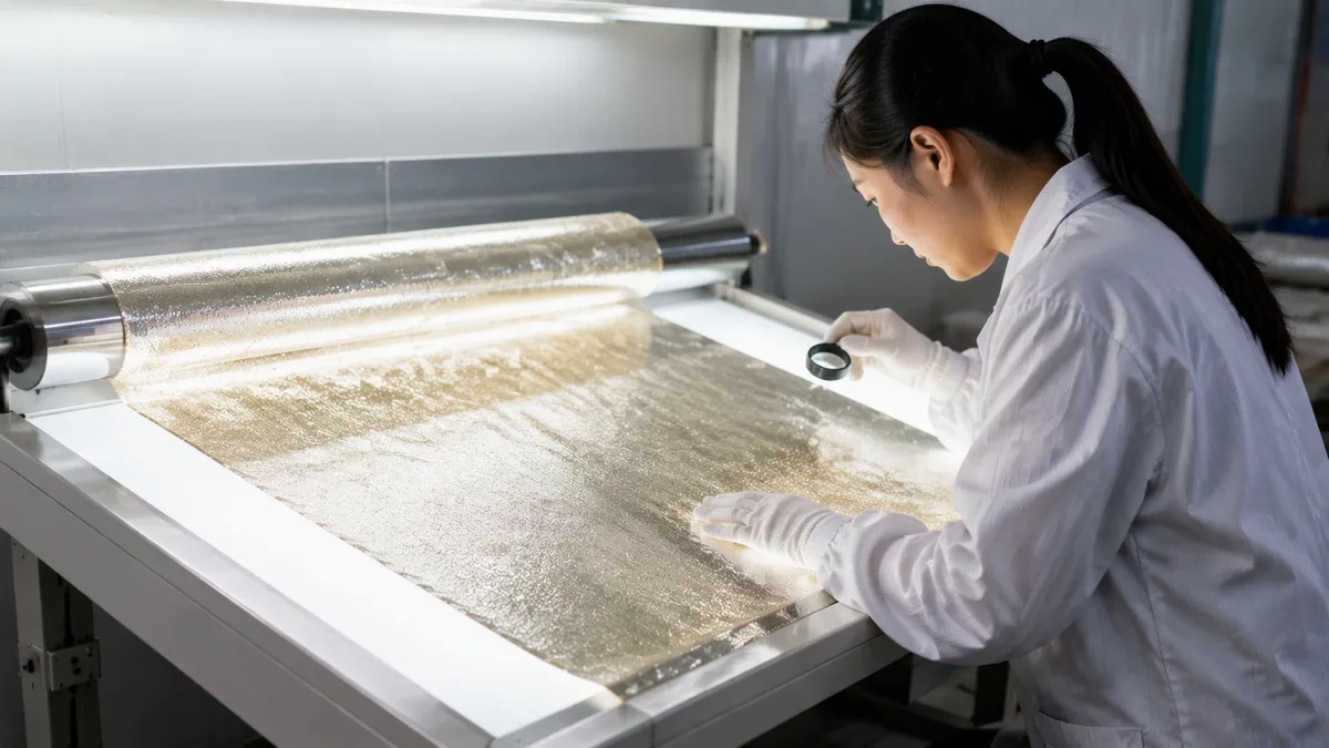 On-line visual inspection of foil fabric