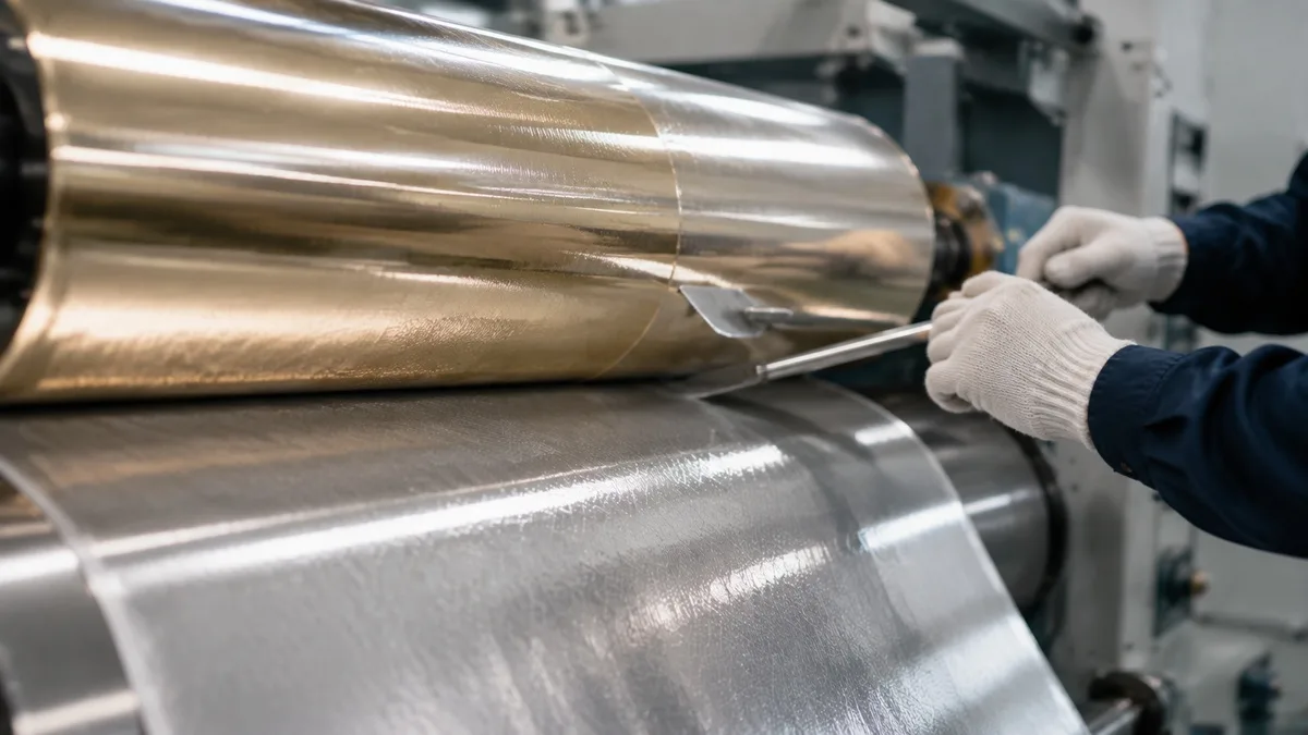 Sample confirmation of hot-pressed foil fabric detail