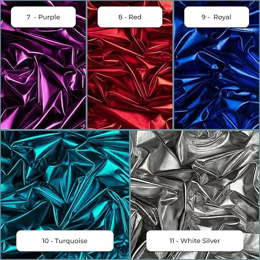 Full-print metallic foil stretch fabric close-up for dancewear manufacturers