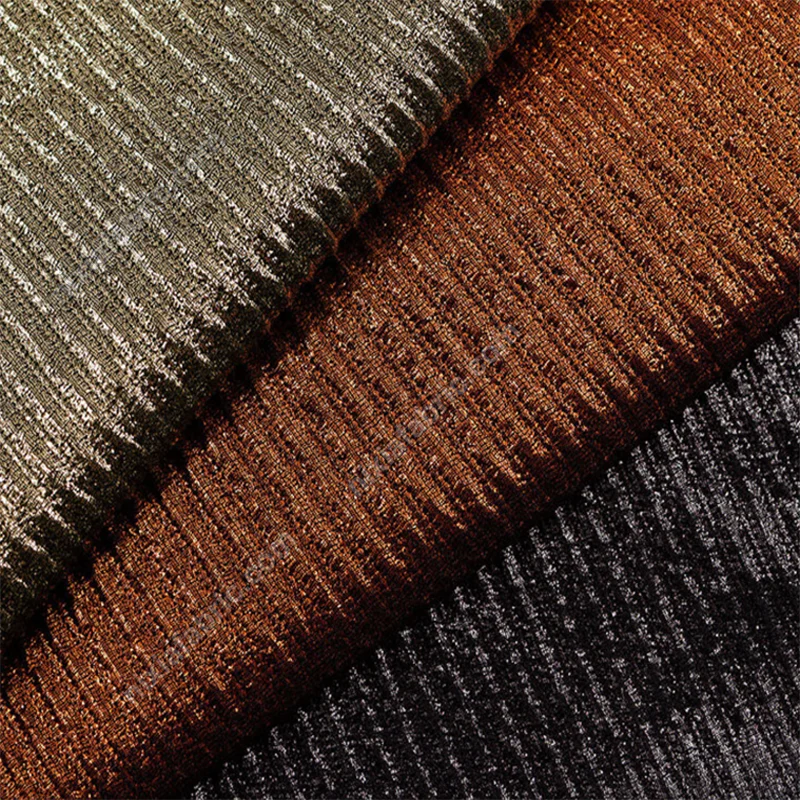 Close-up of pleated foil surface for performance skirt sourcing