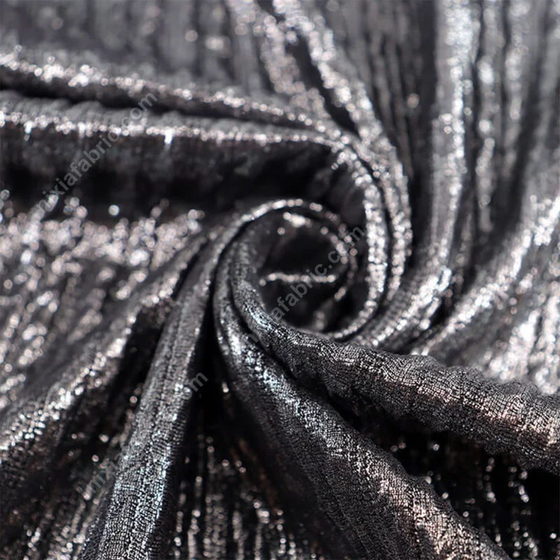 Double-layer foil knit fabric detail for dresses and dancewear