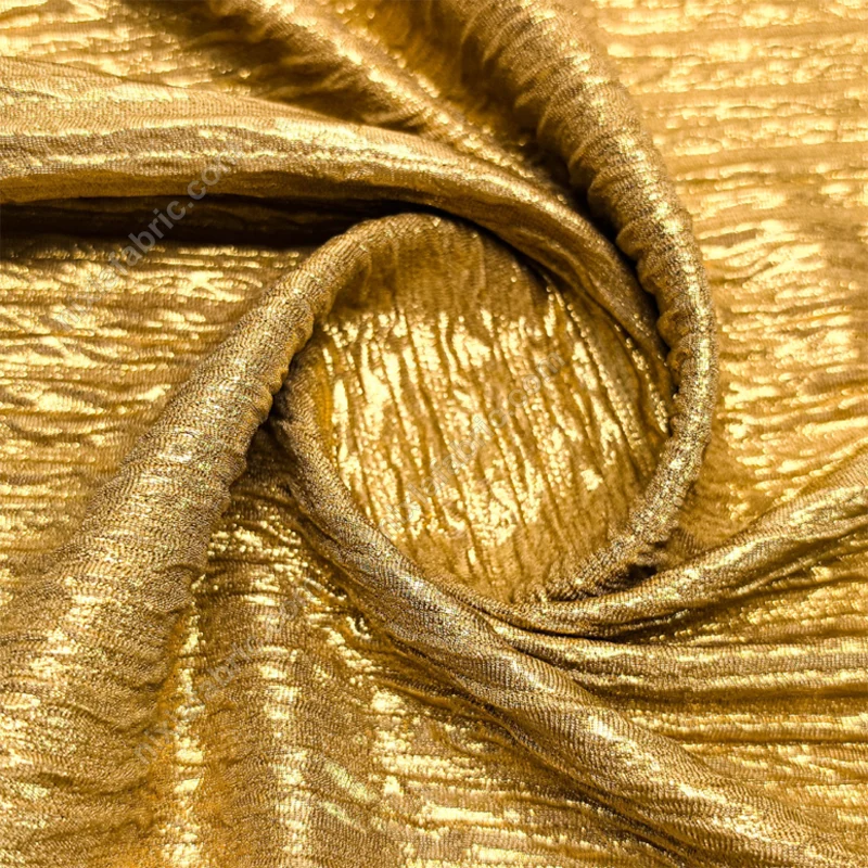 Pleated foil knit fabric for stage costume and dress production