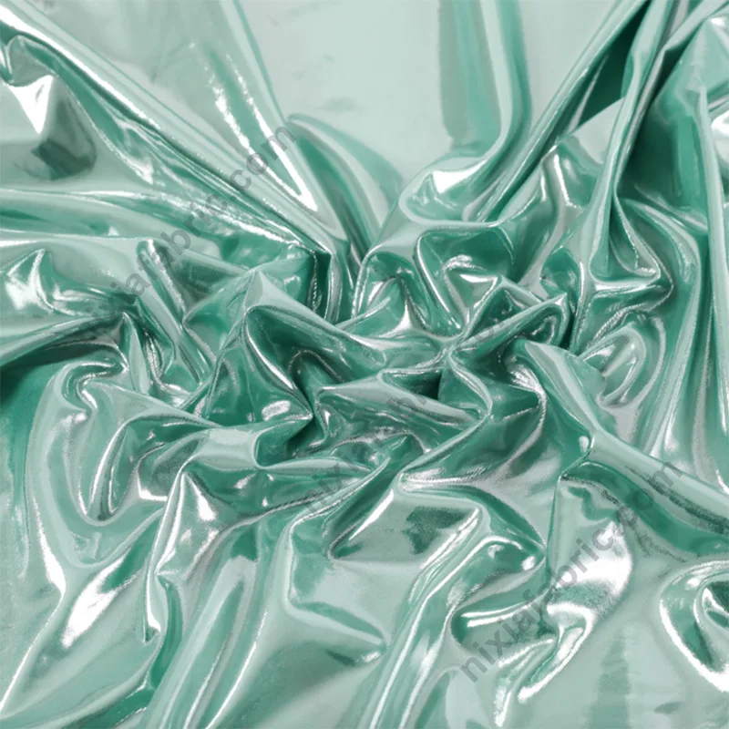 4-way stretch polyester knit fabric with shiny foil finish