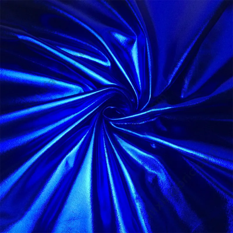 Shiny foil stretch knit fabric surface for concert outfit sourcing