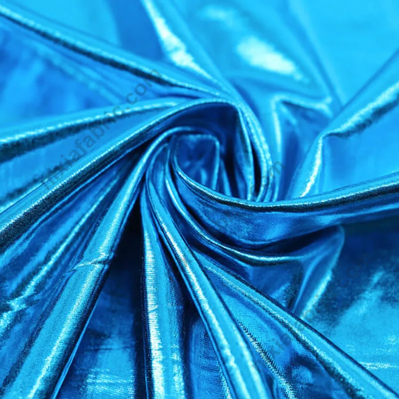 Shiny foil 4-way stretch fabric detail for party apparel