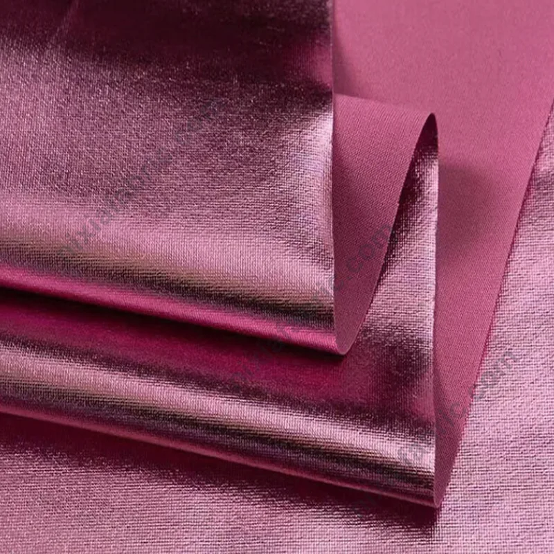 Shiny metallic foil stretch fabric for stage costume and performance apparel sourcing