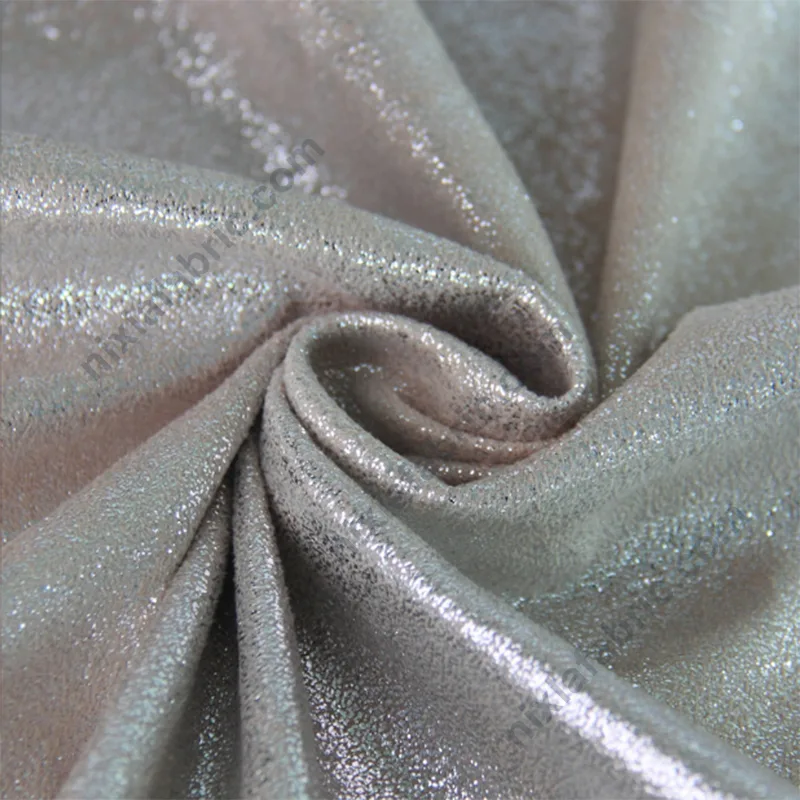 Dense dot foil suede-look fabric close-up for color review