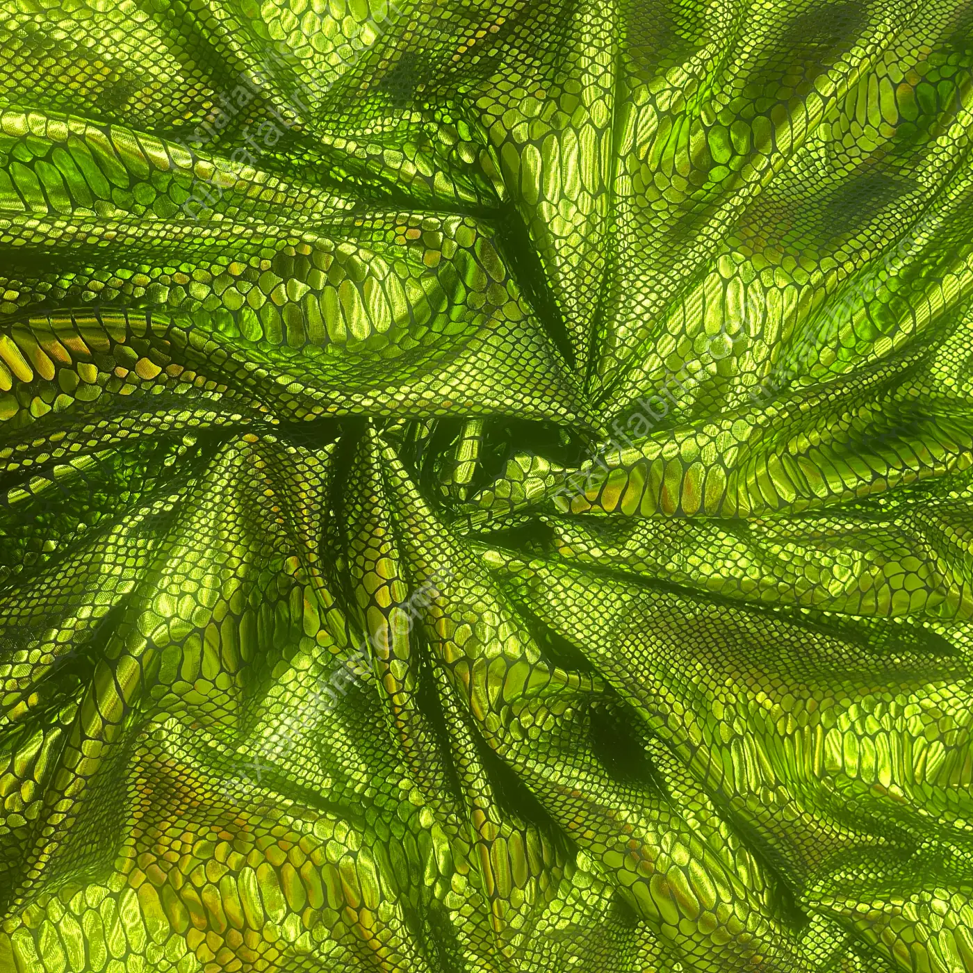 Holographic scale-like snakeskin surface for mermaid costume fabric