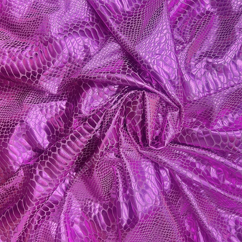 Holographic laser foil snakeskin stretch fabric for swimwear and leggings