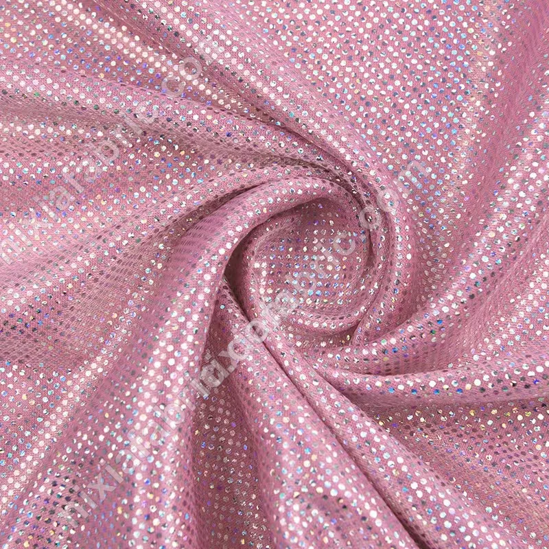 Rainbow dot laser foil fabric texture for color and surface review