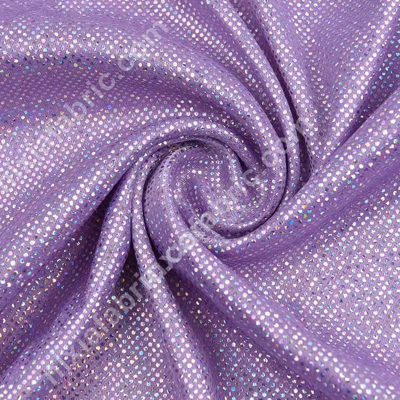 Reflective laser foil dots on polyester knit fabric base