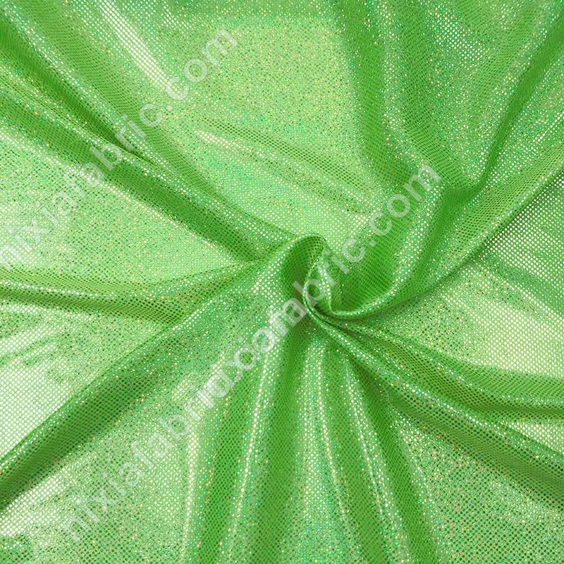 Lightweight rainbow dot laser foil knit fabric for performance apparel