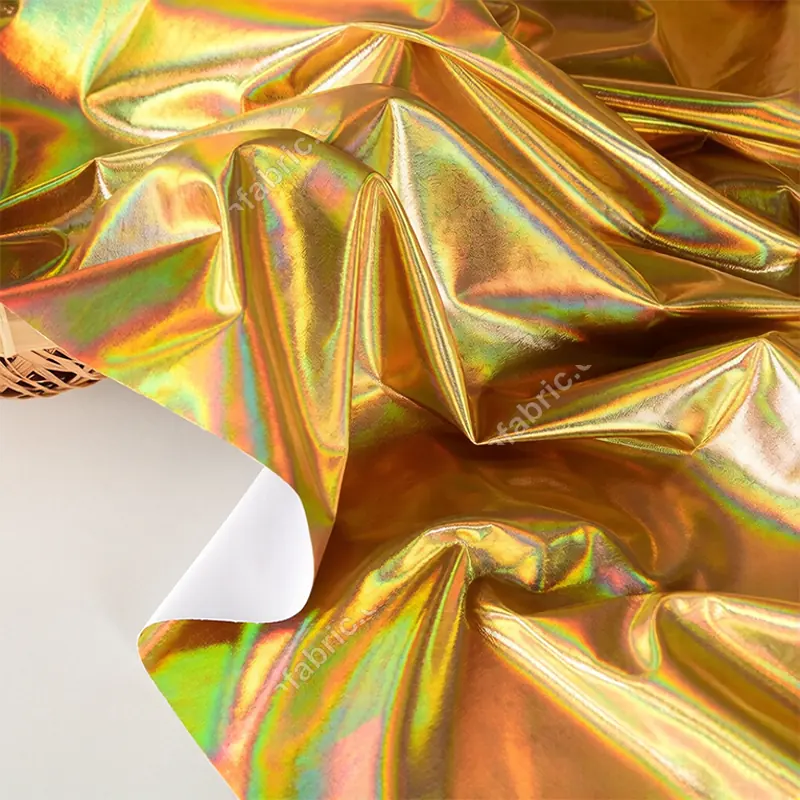 Rainbow iridescent 4-way stretch fabric detail for swimwear buyers