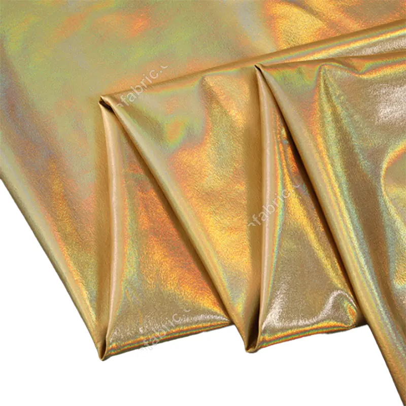 Rainbow iridescent nylon spandex fabric detail for wholesale fabric sourcing