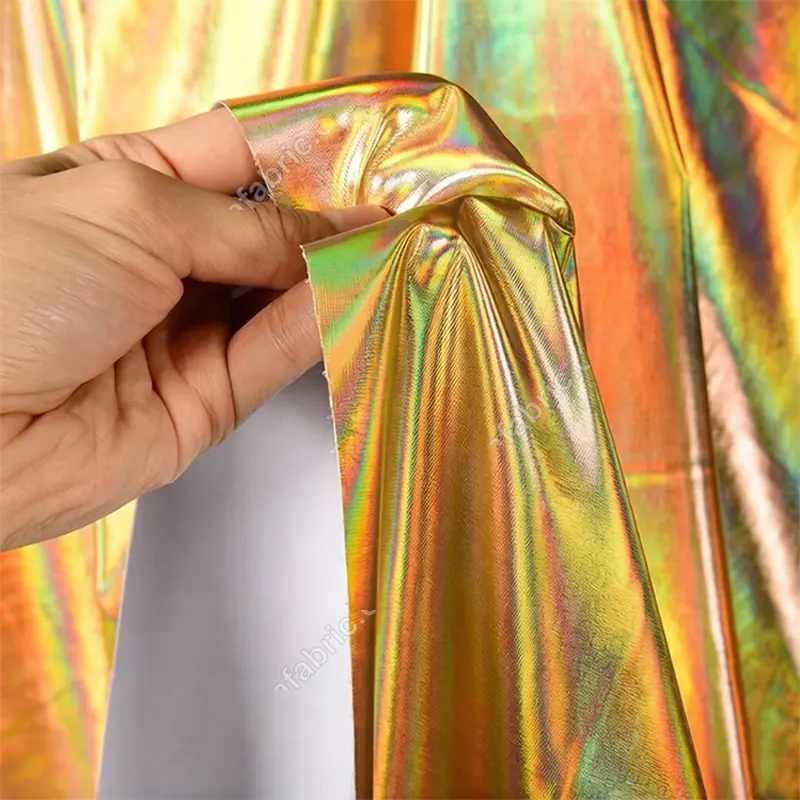 Nylon spandex 4-way stretch laser foil fabric for swimwear and fitted apparel