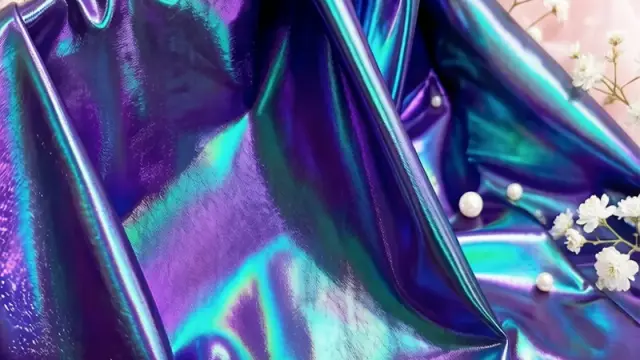 Blue-purple gradient laser foil 4-way stretch spandex fabric for stage costumes