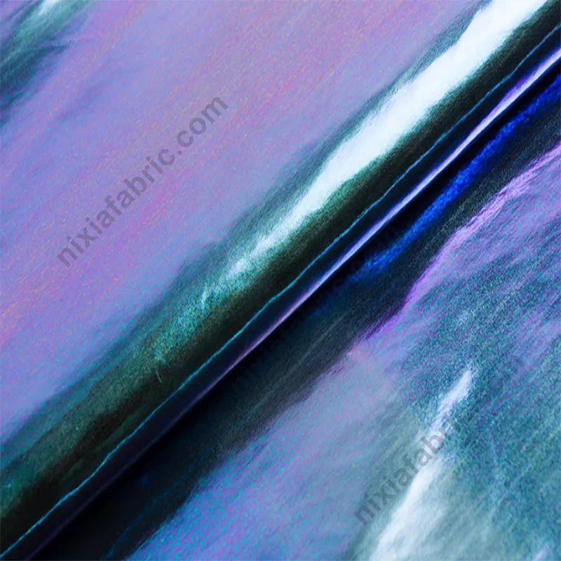Blue-purple gradient laser foil spandex fabric for party and festival costumes