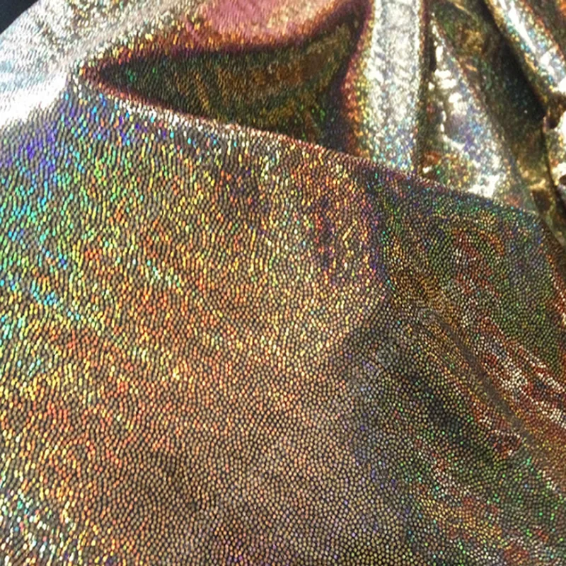 Reflective fingerprint dot foil stretch knit fabric for stage costume production