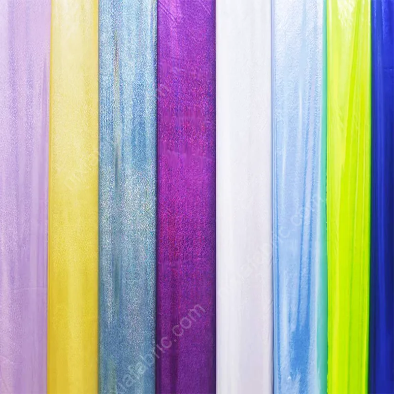 Close-up of fingerprint dot foil surface on ice-silk stretch knit fabric