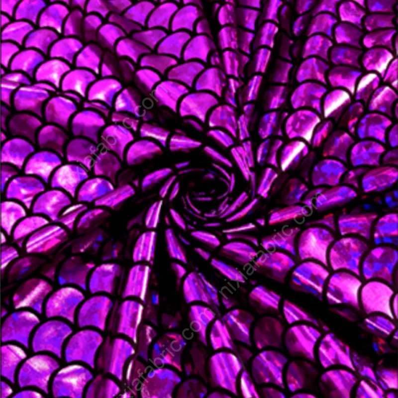4-way stretch mermaid scale foil fabric texture for costume manufacturing