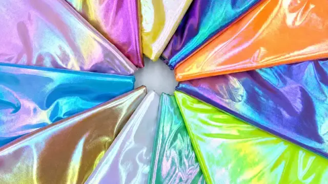Iridescent gradient foil stretch ice-silk fabric for dancewear and stage costumes