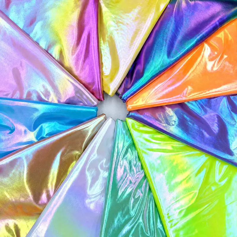 Iridescent gradient foil stretch ice-silk fabric for dancewear and stage costumes