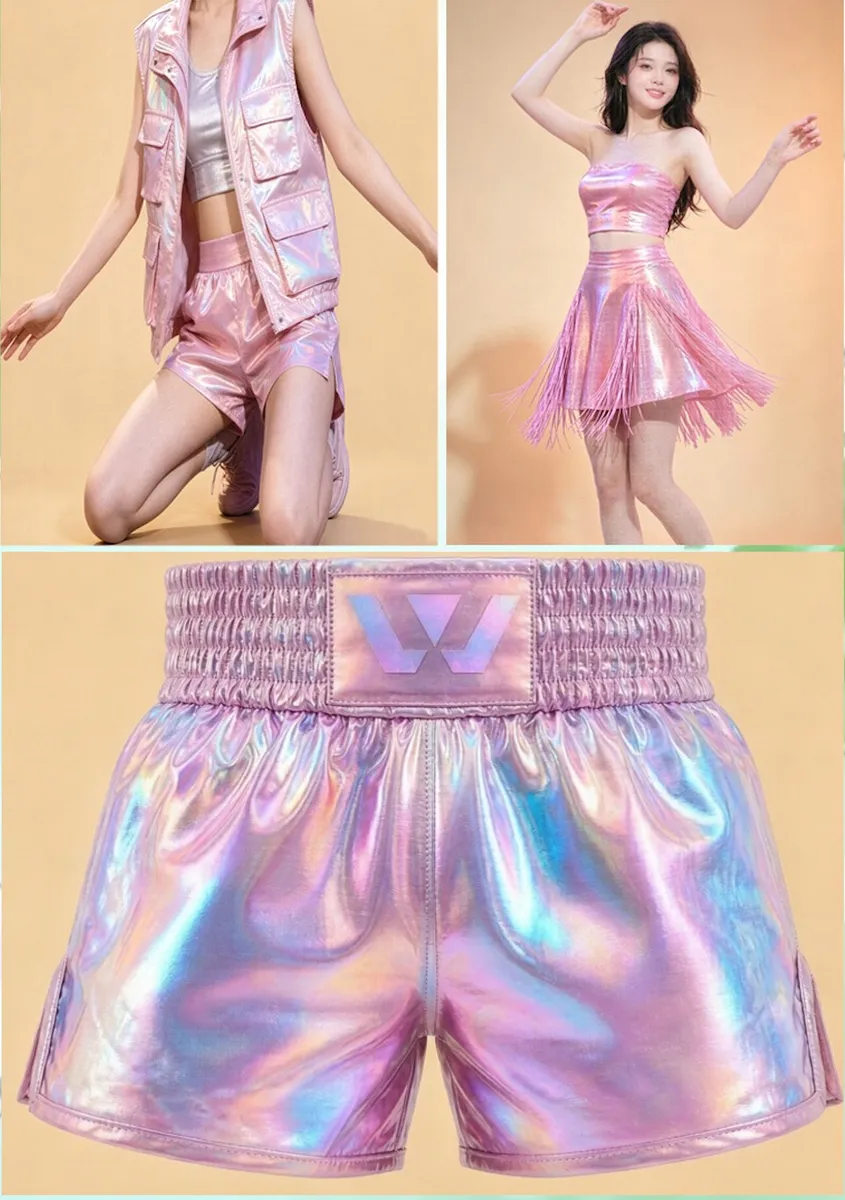Iridescent laser foil 4-way stretch fabric for stage costumes and show costumes