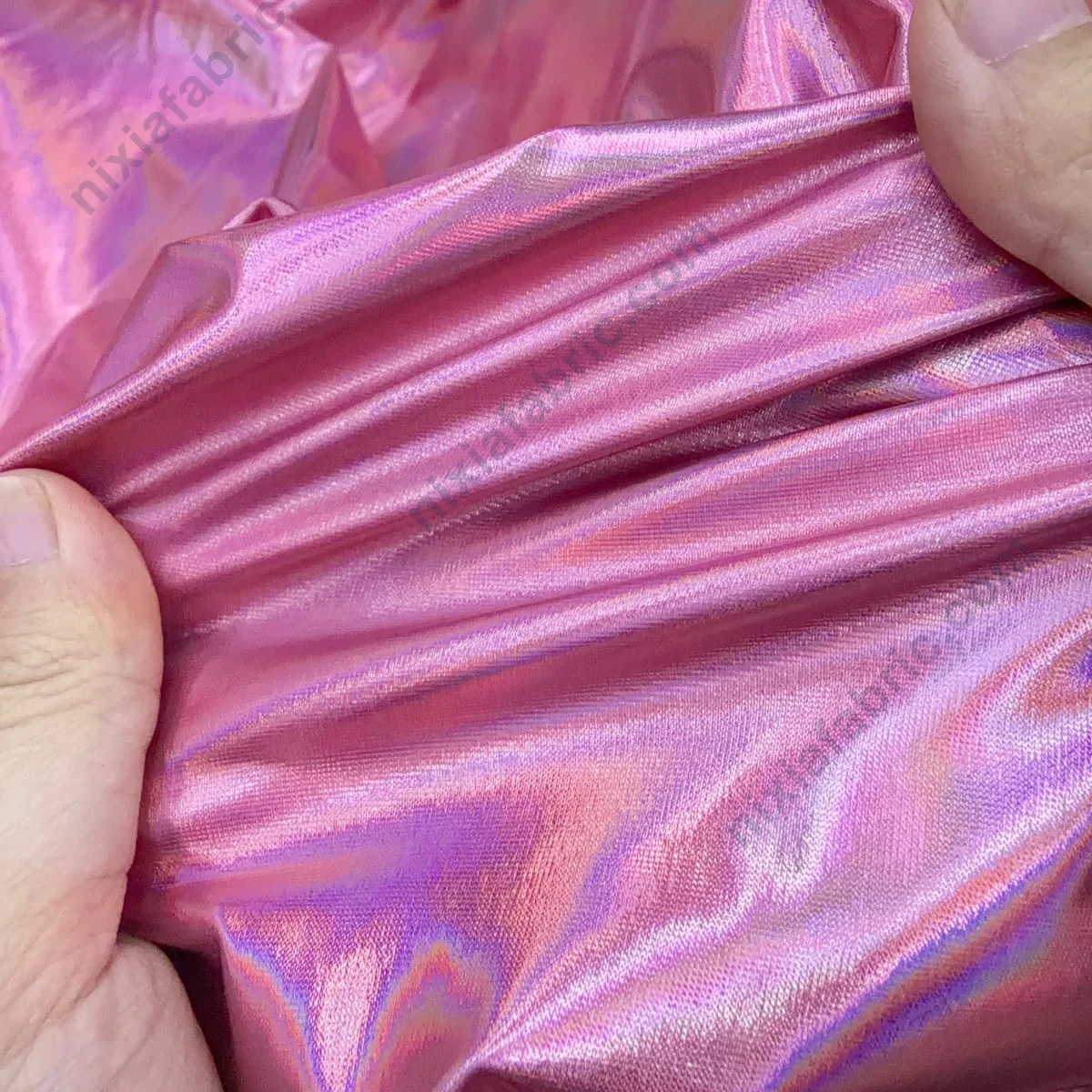 Iridescent laser foil fabric texture for stage costume production