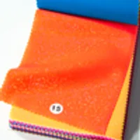 H2015030102 neon vermillion orange metallic foil nylon spandex fabric color swatch