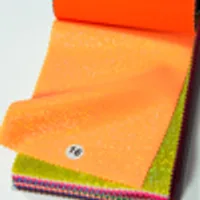 H2015030102 neon blazing orange metallic foil nylon spandex fabric color swatch