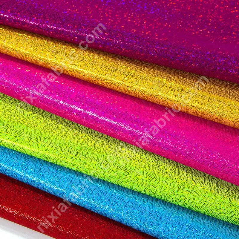 Rainbow metallic foil nylon spandex fabric color range for swimwear and performance apparel