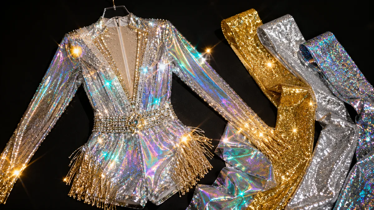 Foil fabric for stage costumes and performance outfits